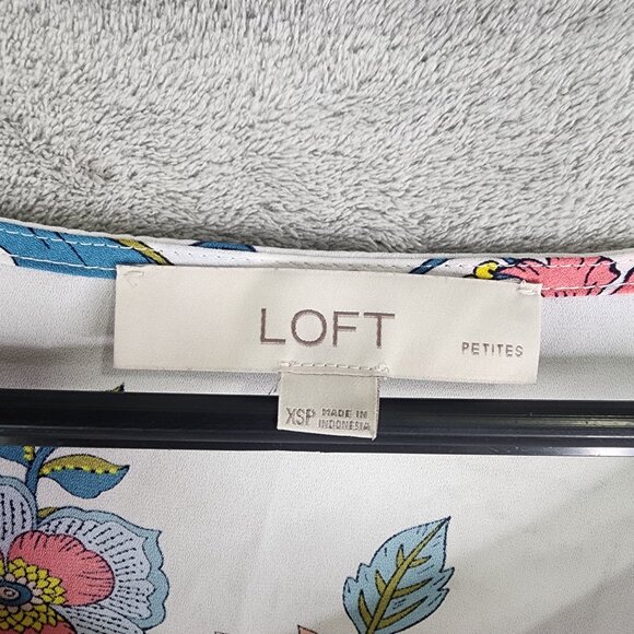 Women's Multicolored LOFT Floral Print Blouse Long Sleeve V Neck Size XSP - Picture 5 of 10